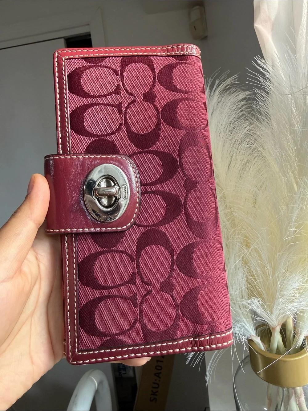 Vintage Y2K Signature Canvas Long Turnlock Wallet